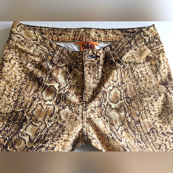 TORY BURCH SUPER SKINNY BROWN SNAKE PRINT JEANS SIZE 29 - Picture 11 of 16